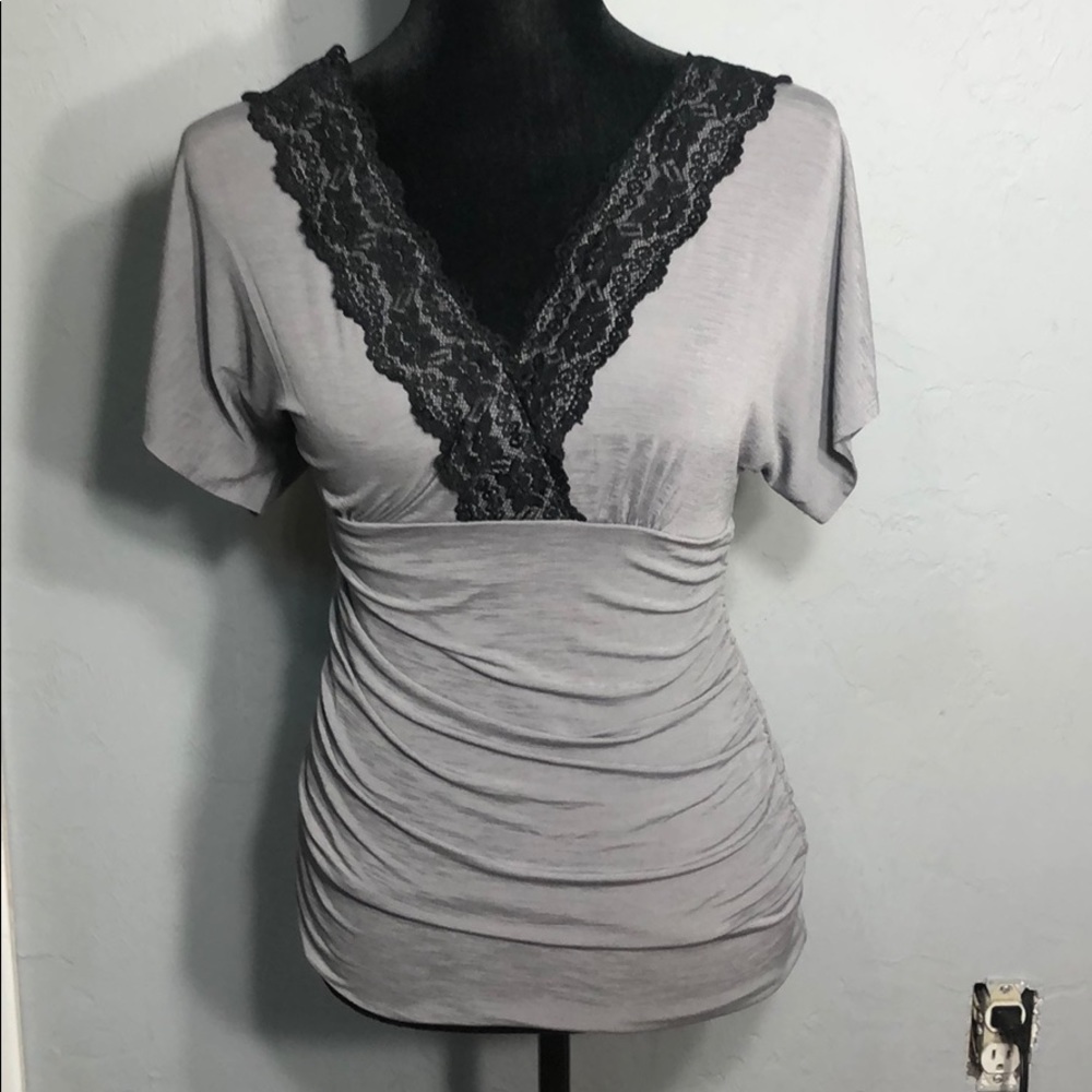Gray and black top